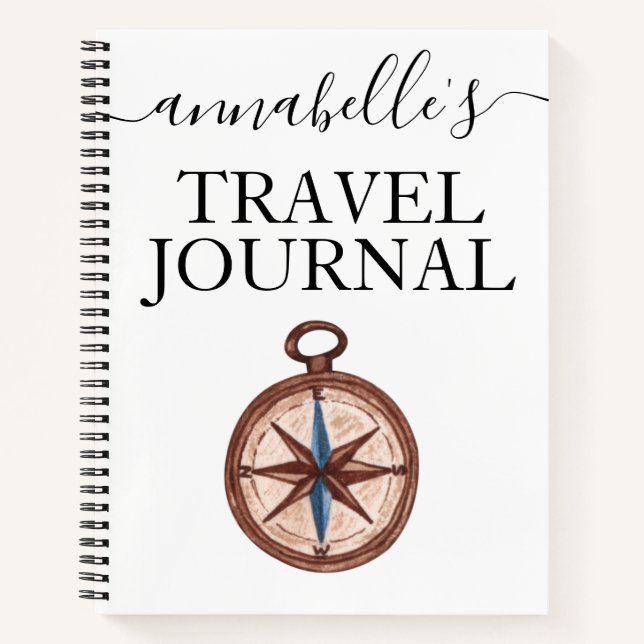 Watercolor  Monogrammed Travel Journal Notebook (Front)