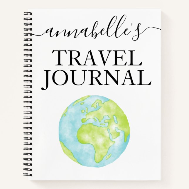 Watercolor  Monogrammed Travel Journal Notebook (Front)