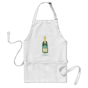 Watercolor Monogrammed Wine Champagne Standard Apron