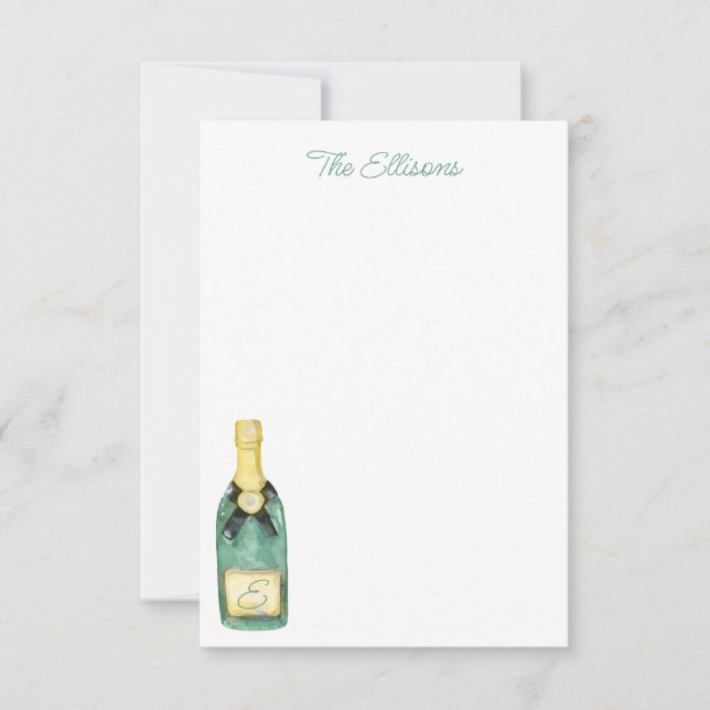 Watercolor Monogrammed Wine Note Cards (Front)