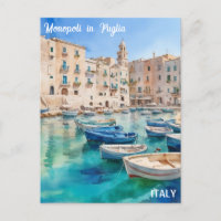 Watercolor Monopoli in Italia Puglia Coast