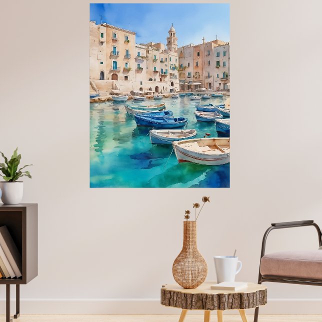 Watercolor Monopoli in Italia Puglia Coast Poster (Living Room 3)