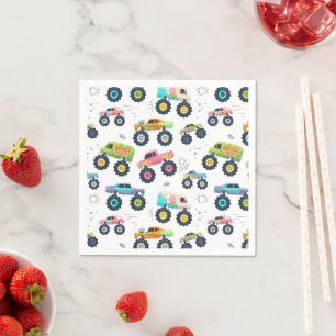 Watercolor Monster Car Trucks kids Napkin