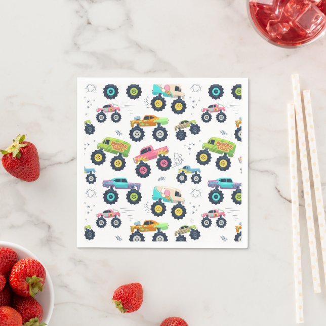 Watercolor Monster Car Trucks kids Napkin (Insitu)