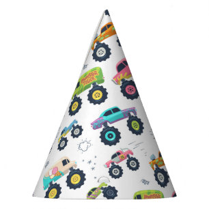 Watercolor Monster Car Trucks kids Party Hat
