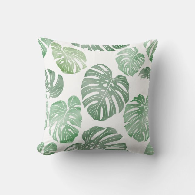 Watercolor monster, tropical seamless wallpaper. cushion (Front)