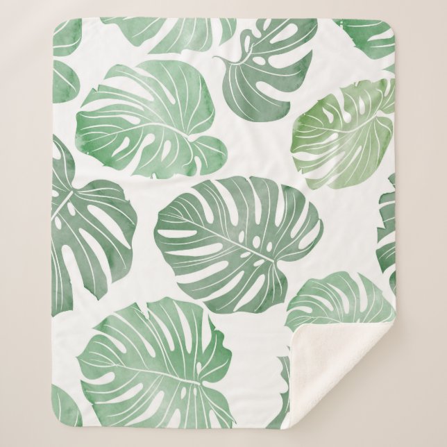 Watercolor monster, tropical seamless wallpaper. sherpa blanket (Front)