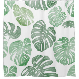 Watercolor monster, tropical seamless wallpaper. shower curtain