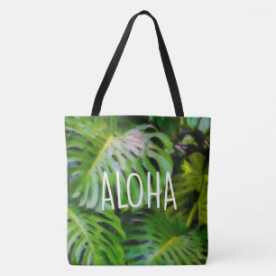 Watercolor Monstera Aloha Hawaiian Beach Bag