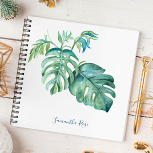 Watercolor Monstera Greenery Personalised Journal