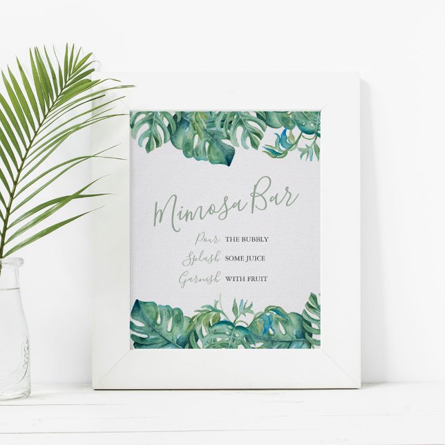 Watercolor Monstera Leaves Mimosa Bar Poster (Creator Uploaded)