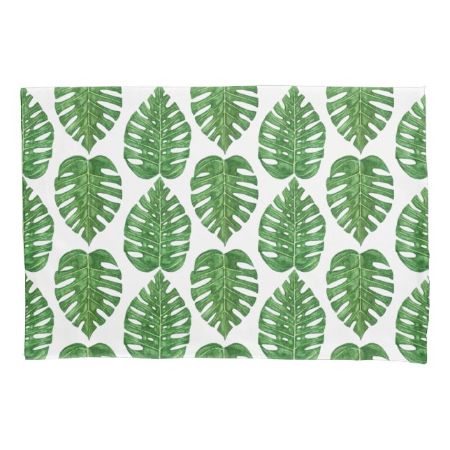 Watercolor Monstera Leaves Pillowcase (Front)