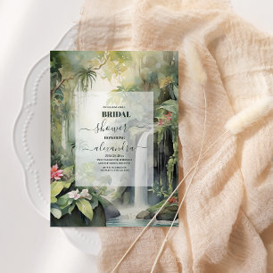 Watercolor Monstera Leaves Tropical Bridal Shower Invitation