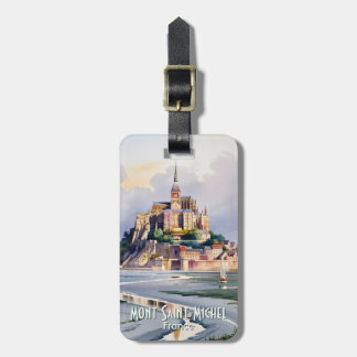 Watercolor Mont Saint Michel France Vintage Travel Luggage Tag