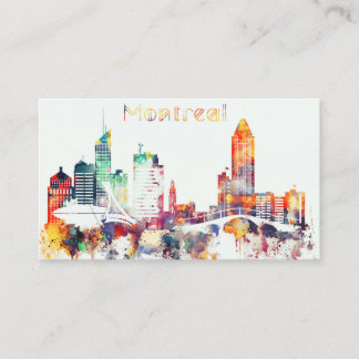 Watercolor Montreal Skyline Business Card