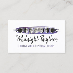 Watercolor Moon Lunar Cycle Night Sky Social Media Business Card