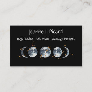 Watercolor Moon Phase with Stars Business Card