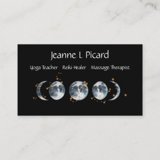 Watercolor Moon Phase with Stars Business Card