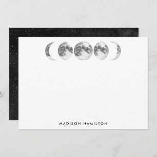 Watercolor Moon Phases Personalised Stationery Card