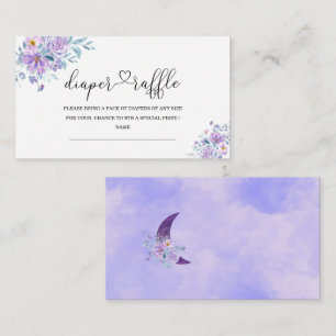 Watercolor Moon purple flowers baby shower diaper Enclosure Card