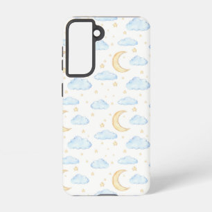 Watercolor Moon Stars and Clouds Pattern Samsung Galaxy Case