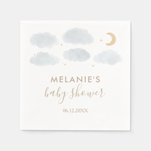 Watercolor Moon Stars Baby Shower Napkin (Front)