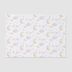 Watercolor Moon Stars & Cloud Pattern Tissue Paper