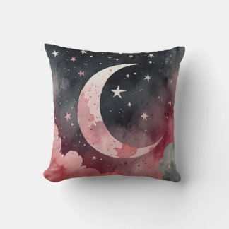 Watercolor Moon Stars Cushion