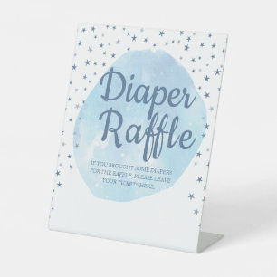 Watercolor Moon & Stars Pastel Diaper Raffle Sign