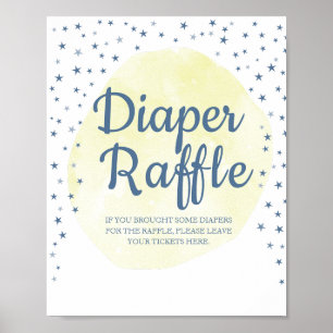 Watercolor Moon & Stars Pastel Diaper Raffle Sign