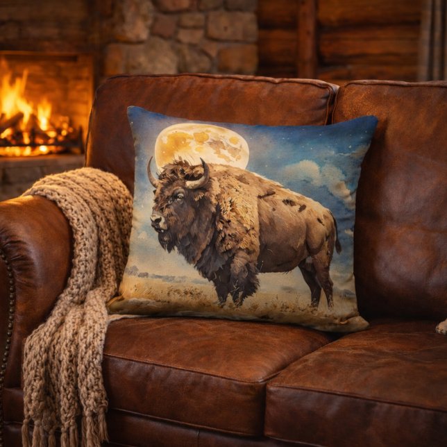 Watercolor Moonlit Bison Cushion (Creator Uploaded)