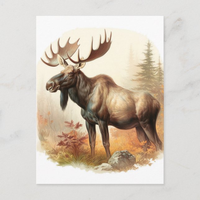 Watercolor Moose Postcard (Front)