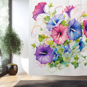 Watercolor Morning Glory Magic Shower Curtain