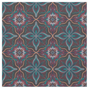 Watercolor Moroccan Boho Geometric Tile Fabric