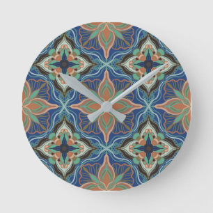 Watercolor Moroccan Marrakech Floral Round Clock