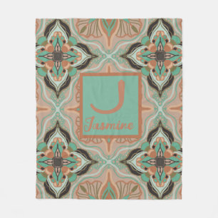 Watercolor Moroccan Pastel Floral Personalised Fleece Blanket
