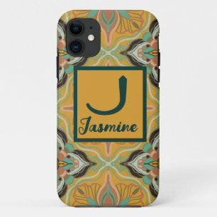 Watercolor Moroccan Yellow Floral Personalised iPhone 11 Case