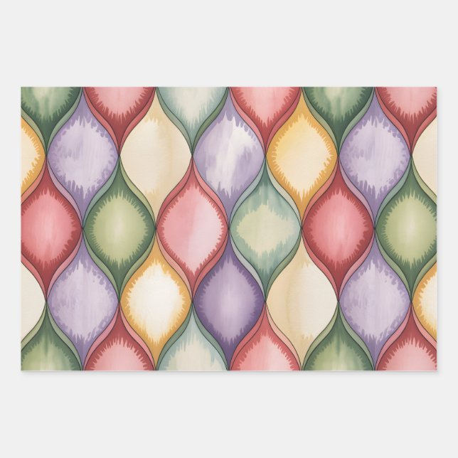 Watercolor Mosaic Wrapping Paper Sheet (Front)
