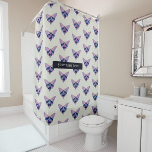 Watercolor Moth Custom name Shower Curtain