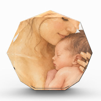 Watercolor Mother and Baby Love Illustration Photo Block