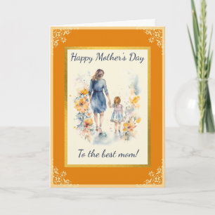 Watercolor Mother And Daughter Card