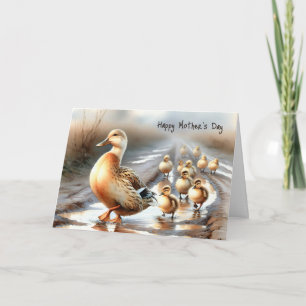 Watercolor Mother Duck For Mother's Day Card