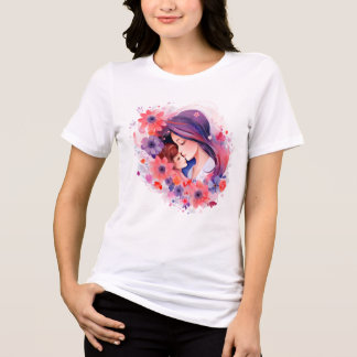 Watercolor Motherhood Love and Flowers Graphic Tee