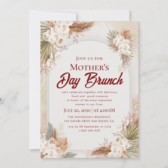 Watercolor Mother's Day Brunch Invitations (Front)