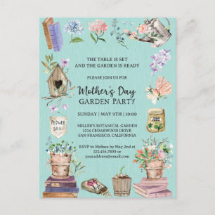 Watercolor Mother's Day Floral Garden Party Invitation Postcard