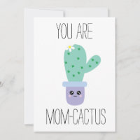 Watercolor Mothers Day Funny Kawaii Cactus Cards