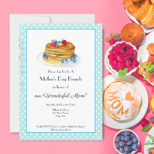 Watercolor Mother's Day Pancake Brunch Party Invitation