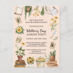 Watercolor Mother's Day Sunflower Garden Party Inv Invitation Postcard