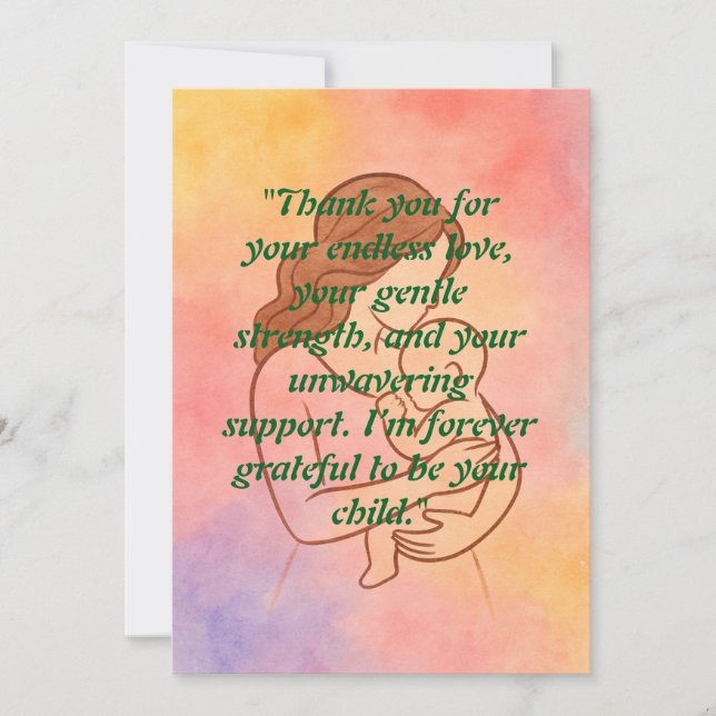 Watercolor Mother's Embrace Greeting Card (Front)