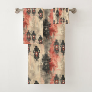 Watercolor motorcycles, bikers, racing, motorcycli bath towel set